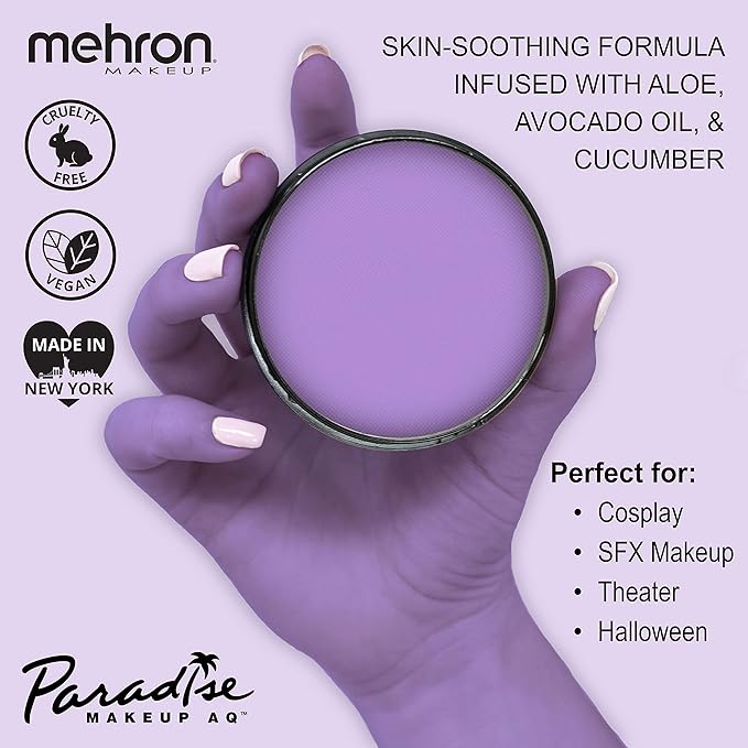 Mehron Makeup Paradise Makeup AQ Pro Size | Stage & Screen Performance, Face & Body Painting, Beauty, Cosplay, and Halloween | Water Activated Face Paint, Body Paint 1.4 oz (40 g) - Purple