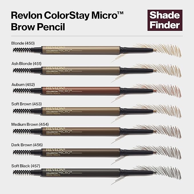 Revlon ColorStay Micro Eyebrow Pencil with Built In Spoolie Brush, Infused with Argan and Marula Oil, Waterproof, Smudgeproof, 452 Auburn, 0.003 oz
