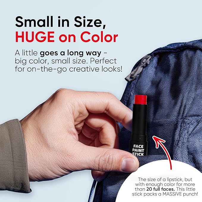 Blue Squid PRO Red White Blue Face Paint Stick - Waterproof Body Paint For Adults & Kids Eye Black Baseball, Eyeblack Softball - Hypoallergenic Twist-Up Non-Toxic Makeup Stick - Cosplay, Sports & SFX