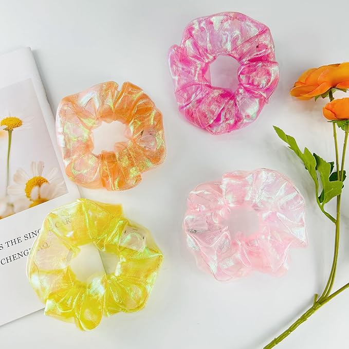 4Pcs LED Hair Ties for Women & Girls: Multi Mode Light Up Hair Accessories for Neon Glow Rave, Christmas Festivals