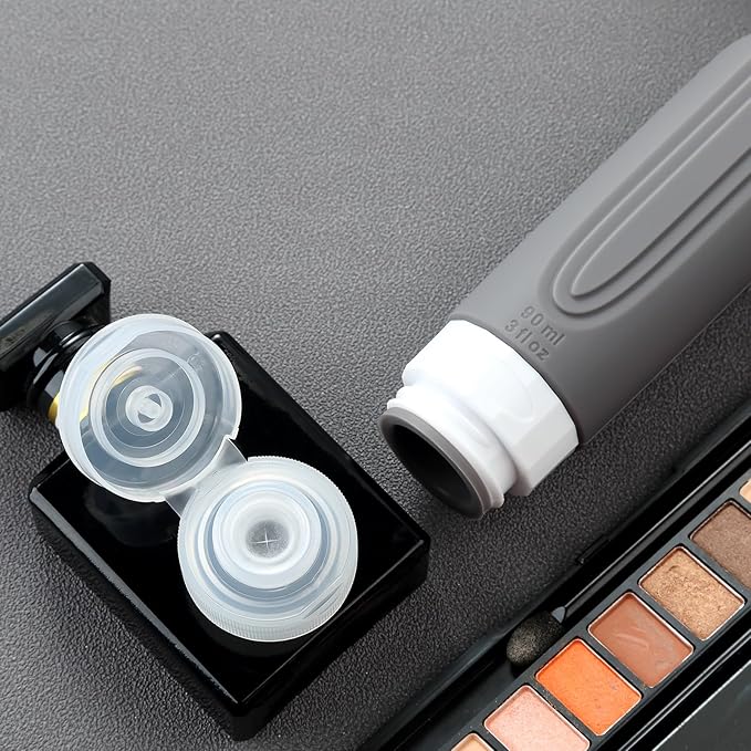 Travel Bottles for Toiletries, Tsa Approved 3oz Travel Size Containers BPA Free Leak Proof Refillable Liquid Silicone Squeezable Travel Accessories for Shampoo Conditioner Lotion (4 Pack)…