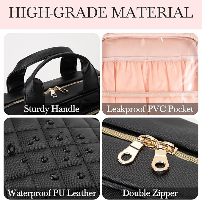 Hanging Toiletry Bag with Mirror – Travel Cosmetic Organizer for Women & Men, Toiletries, Accessories & Jewelry