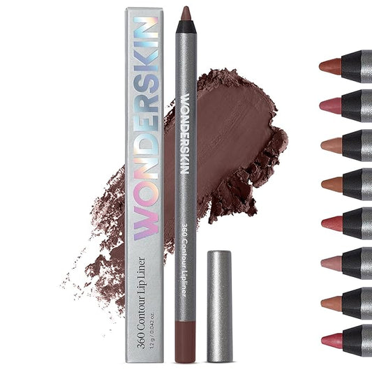 Wonderskin Lip Liner Pencil - 360 Contour Lipliner, Long Lasting, Sharpenable Lip Pencil, Waterproof and Transfer-Proof Nude Lip Liner (Cocoa)