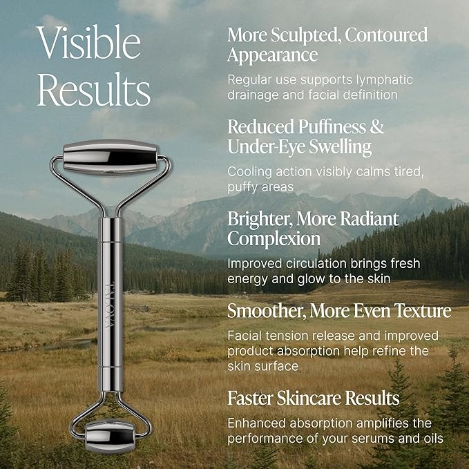 304-Grade Stainless Steel Facial Roller, Face Roller for Eyes, Double Chin, Jawline & Neck, Reduce Puffiness & Improve Wrinkles, Massage Tool for Anti-Aging, Lifting & Lymphatic Drainage