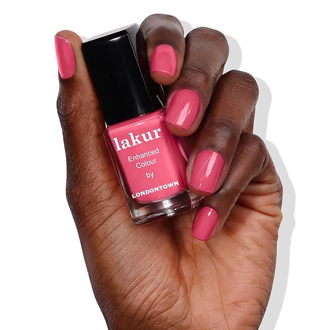 LONDONTOWN lakur Nail Polish - Chip-Resistant, Non-Toxic, Conditions & Hydrates Nails | Glossy Flamboyant Pink, Electric Flamingo, .40 fl oz
