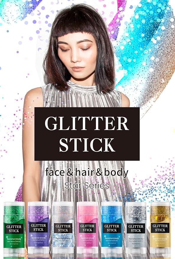 Green Body Glitter Stick,Holographic Sequins Paint Sparkling Face Glitter for Women Face/Body/Hair/Eyes/Lip Glitter Makeup.