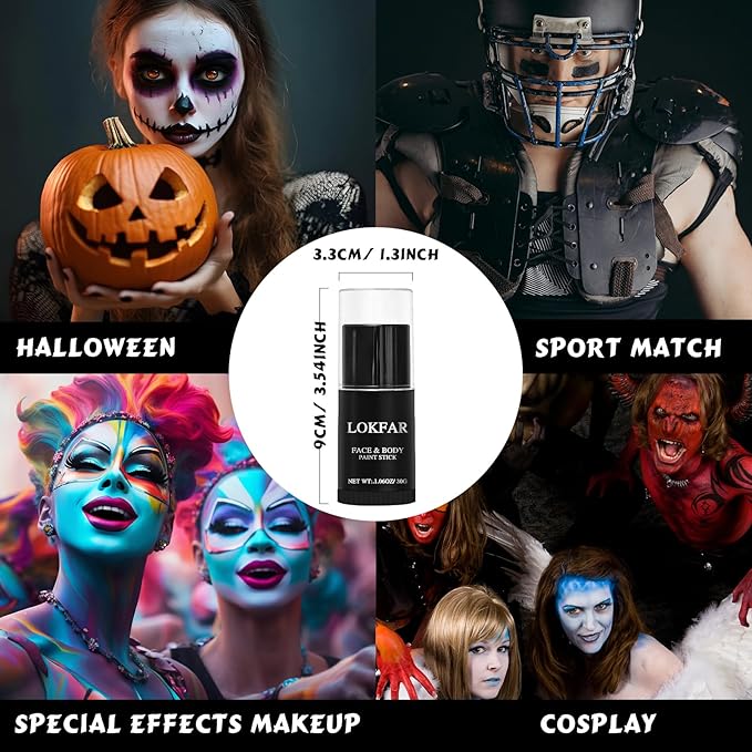 Blue Face Body Paint Stick, Eye Black Stick for Sports, Waterproof Full-Coverage Blue Face Makeup for Halloween Avatar Sally Smurf Mystique Cosplay Makeup