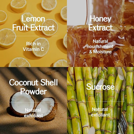 Lemon Honey Face Mask Wash-Off Pack & Scrub — 5-Minute, Exfoliating, Hydrating, Gentle for Sensitive Skin, with Manuka Honey & Lemon Extract, 3.52 oz (100 g)