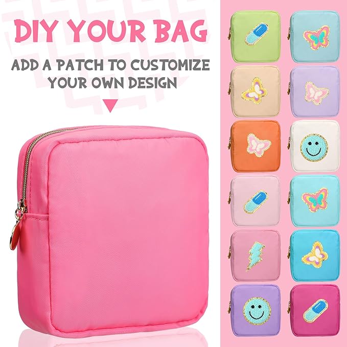 Umigy 12 Pcs Preppy Cosmetic Bags Nylon Mini Makeup Bags Bulk Waterproof Cute Travel Pouch Purse for Her Gifts DIY Daily Use Storage Organizer (Colorful Style)