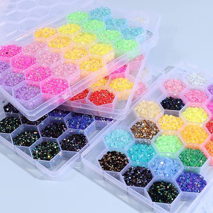 24pc Jelly AB Crystals Resin Nail Beauty DIY Jewelry Accessories Rainbow AB Resin Flatback Rhinestones Kit, Mixed Color Round Shape for Nail Crafts Tumbler (C-3mm)