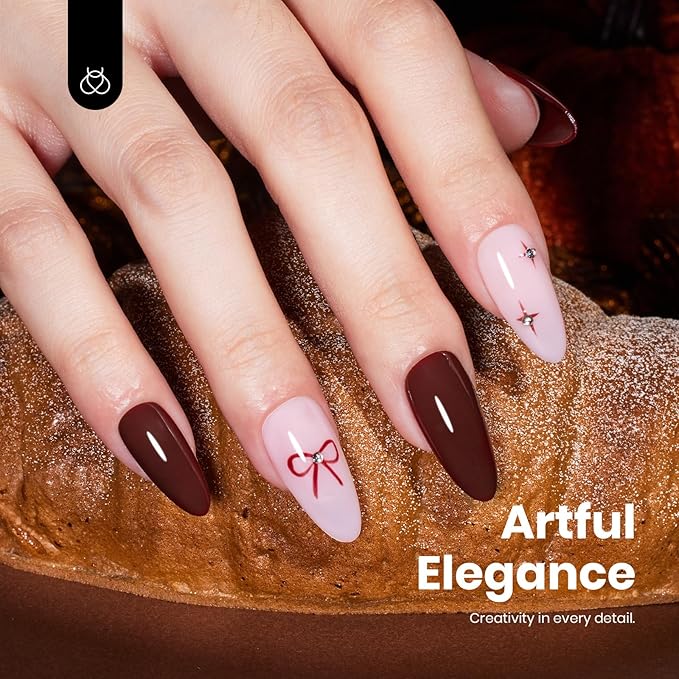 Beetles Burgundy Red Gel Polish - 15ML Hema-Free Maroon Wine Dark Red Gel Nail Polish High Gloss Soak Off Merlot Wine Fall Uv Nail Polish Manicure Salon Color Bottle 0.51 Fl Oz