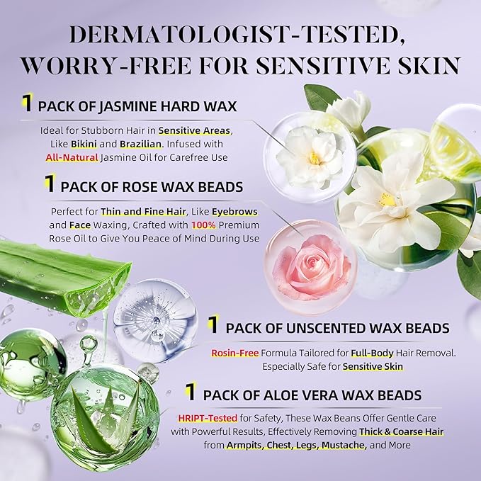 LANSLEYWAX Digital Waxing Kit for Women Men - Purple Waxing Machine with 39 Accessories - Hard Wax Kit for Arms Legs Brazilian Bikini Facial Sensitive Skin, Wax Warmer Hair Removal for Home/Salon Use