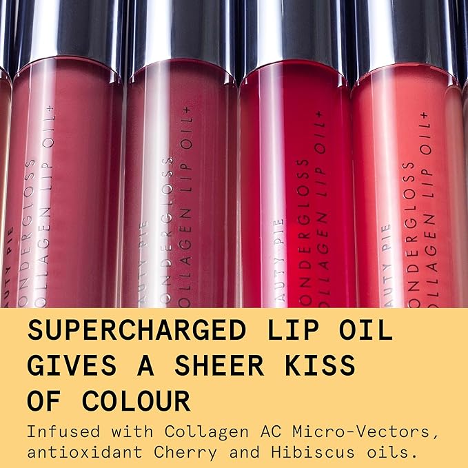 Beauty Pie Wondergloss Collagen Lip Oil + Cherryo 0.13 fl oz – Hydrating, Plumping, Non-Sticky Lip Gloss Oil with Collagen AC Micro-Vectors, Cherry & Hibiscus Oils
