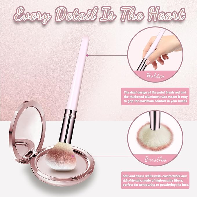 Makeup Brush Set, Premium Synthetic 14 Pcs Makeup Brushes, Travel Makeup Brush Set for Foundation, Concealer, Blush and Eyeshadow Brush(Pink)