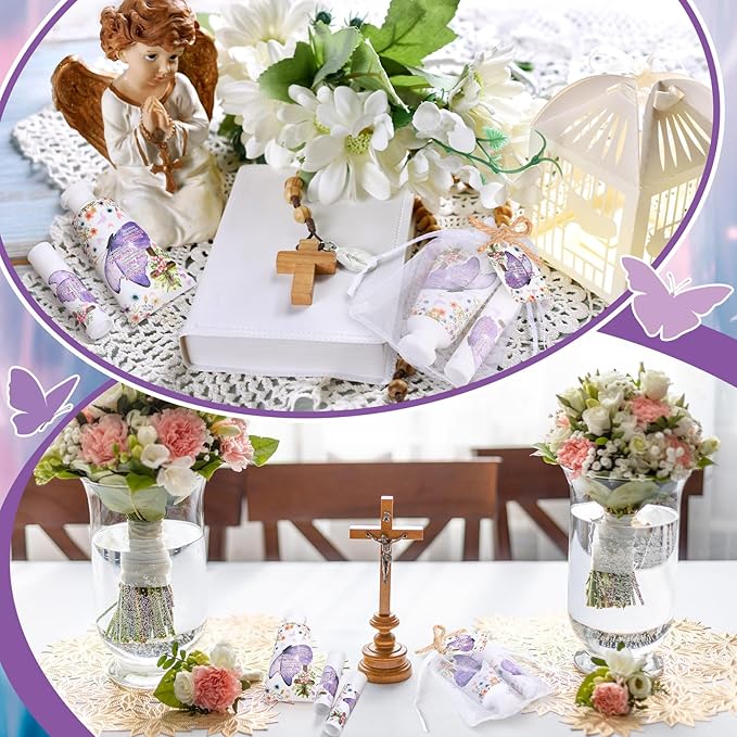 24 Sets Christian Hand Cream and Lip Balm Gift Set Christmas Christian Gift for Women Travel Size Hand Lotion Bible Verse Lip Balm Bulk for Baby Bridal Shower Mom Holiday Gift(Romantic)