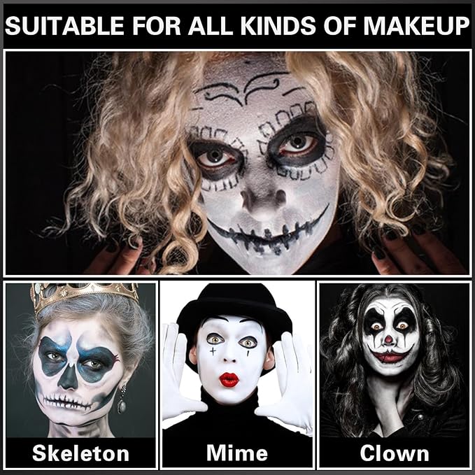 Black White Face Body Paint Professional Oily Based Body Face Paint Foundation Halloween Makeup Palette Kit for Halloween Skeleton Vampire Zombie Goth Stage SFX Special Effects Makeup