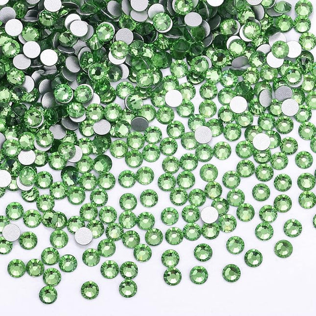 3000Pcs Light Green Crystal Rhinestones,Glass Flatback Rhinestones Gemstones Mini for Nail Face Makeup Art Crafts Clothes Decoration - (SS8,2.4mm,Light Green)
