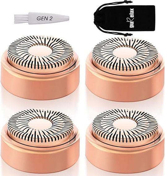 Replacement Heads for Finishing Touch Flawless Facial Hair Remover Device for Women, Replacement Blades for Flawless Replacement Heads Gen 2, 18k Gold with Gurelax Flannel Bag (4)