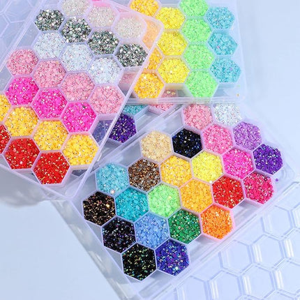24 Gird Jelly AB Crystals Resin Nail Beauty DIY Jewelry Accessories Rainbow AB Resin Flatback Rhinestones Kit, Jelly Rhinestones Mixed Color Round Shape for Nail Crafts Tumbler (B-4mm)