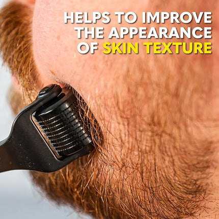The Beard Club Premium Derma Roller for Face, Body and Scalp - Microneedling Roller for Men and Women with 540 Titanium Microneedles - for Hair & Beard - Weighted Metal Handle - Magnetic Storage Case