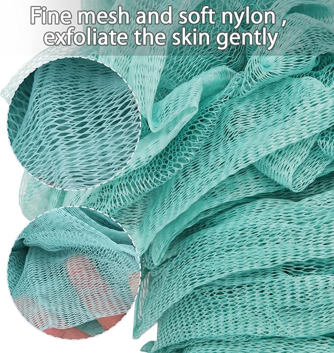 Back Scrubber for Shower, Qewro Loofah on a Stick as Shower Brush Exfoliating Body with Long Handle, Loofah Sponge Mens Loofah Bathing Accessories for Women (2Pack Blue) (2Pack Blue)