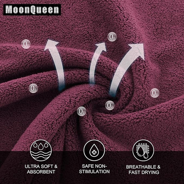 MOONQUEEN Ultra Soft Premium Washcloths Set - 12 x 12 inches - 72 Pack - Quick Drying - Highly Absorbent Coral Velvet Bathroom Wash Clothes (Burgundy)