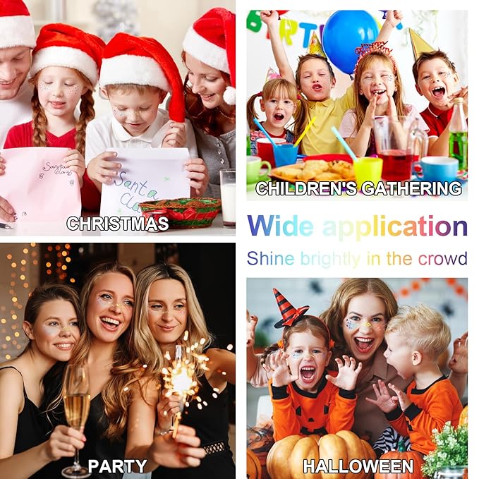 8PCS Glitter Freckles, Glitter Freckles Face Tattoo, Sparkle Freckles for Women and Kids, Cute Star Waterproof Gold Temporary Face Tattoos Glitter Glow Up Patches (8PCSG Holographic Multicolor)