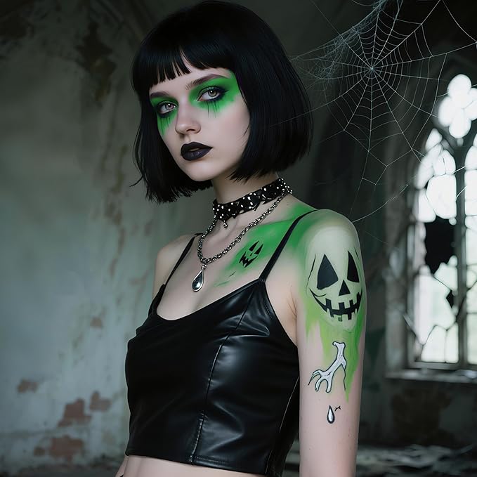 Spooktacular Creations Halloween Face Body Paint Lipstick for Adult, Clown SFX Foundation Cream Makeup for Sports Festival or Stage Makeup Cosplay Party Dress Up (0.13 Oz, Green)