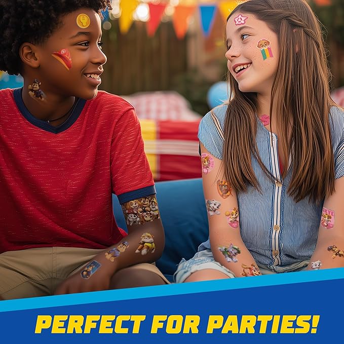Savvi - 200 Paw Patrol Temporary Tattoos for Kids Skin-Safe Ink, Great for Birthday Parties and Game Nights, Boys and Girls Ages 4-12+, Made in the USA