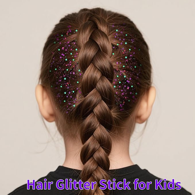 MEICOLY Mermaid Purple Face Body Glitter Stick,Hair Glitter Stick for Kids and Women,Sparkle Chunky Glitter Makeup,Waterproof Face Glitter for Party Rave Festival