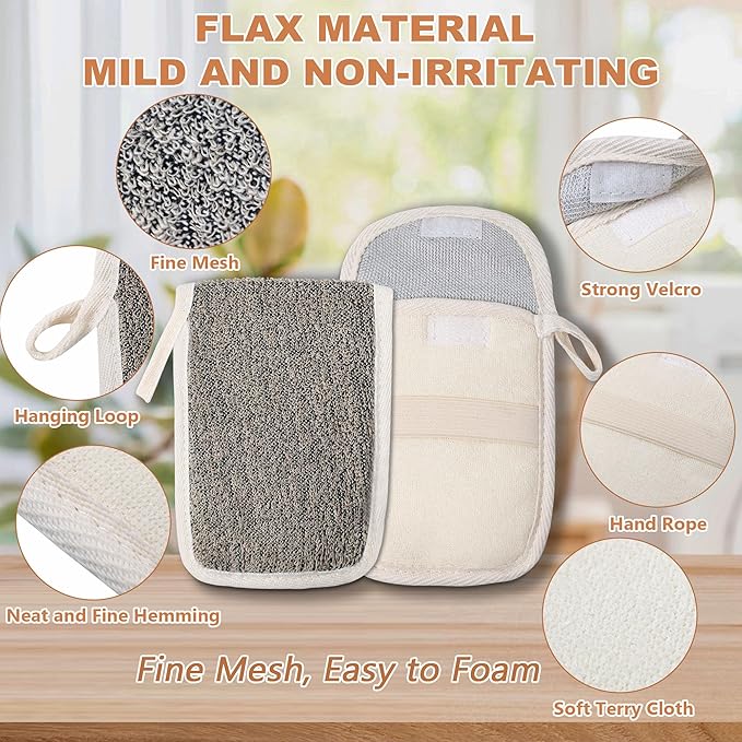 OWIIZI Bar Soap Scrubber Pouch Exfoliating Body Sponge, Bath Scrub Soap Bags for Soap Bars, Soap Saver Exfoliator Shower Pad Lather Sock for Men Women Elderly (2 Pcs)