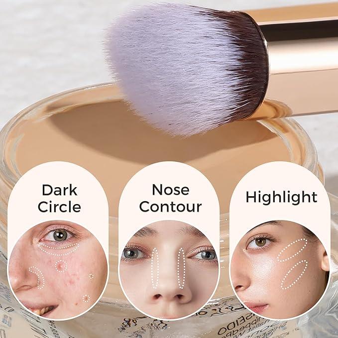 ENERGY Concealer Brush,Professional Under Eye Makeup Small Angled Precision Face Blending Brush-Liquid Cream Foundation Concealer for Dark Circles,Make Up Nose Contour Applicator Vegan (Teardrop,Pink)