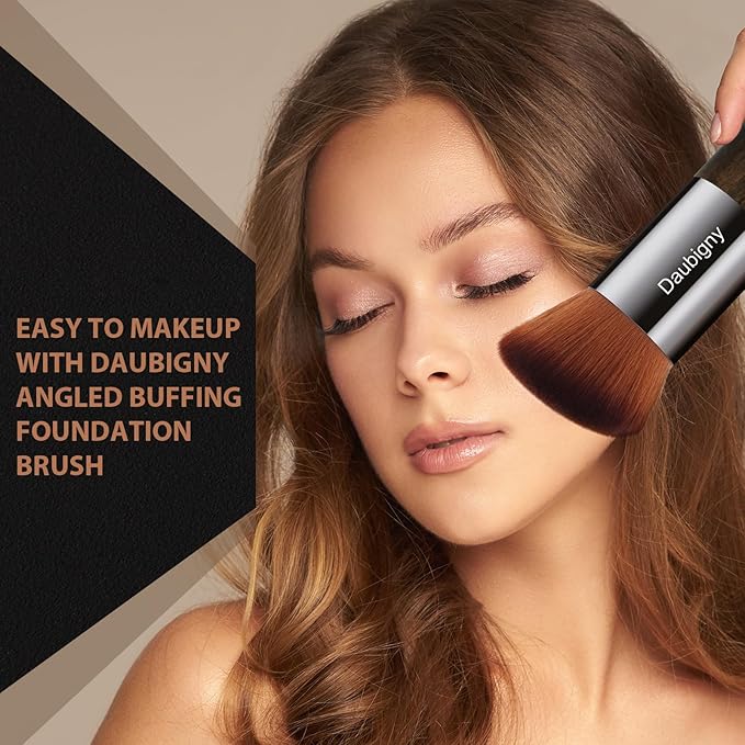 Daubigny Foundation Brush for Liquid Makeup, Self Tanner Brush Flat Top Kabuki Professional Makeup Brushes Blending Mineral Powder Buffing Stippling Makeup Tools