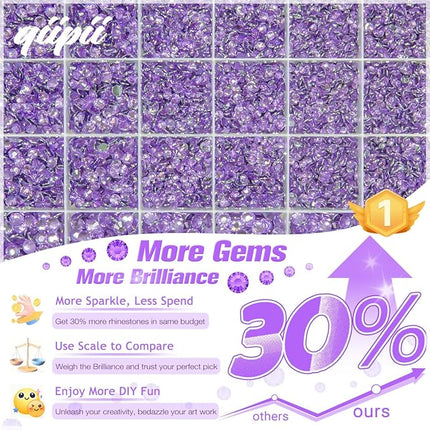 qiipii Amethyst Purple Crystal Resin Rhinestones w B7000 Jewelry Glue for Bedazzling Crafting 2mm-6mm Flatback Stones Diamonds Crystals Gems Bedazzler Kit for Nails Face Makeup Tumblers Bottles Crafts