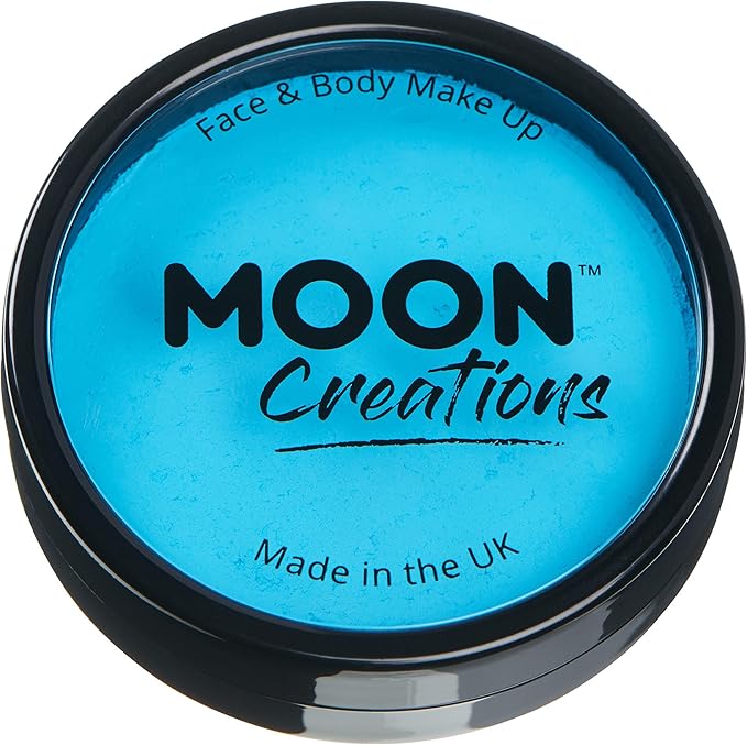 Pro Face & Body Paint Cake Pots by Moon Creations - Aqua - Professional Water Based Face Paint Makeup for Adults, Kids - 1.26oz