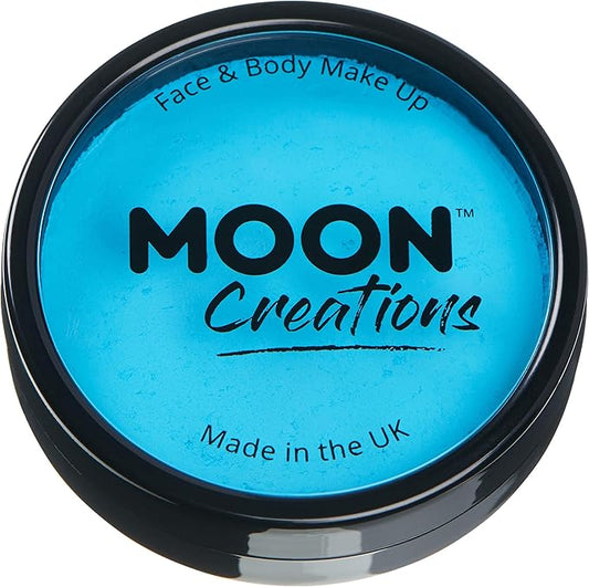 Pro Face & Body Paint Cake Pots by Moon Creations - Aqua - Professional Water Based Face Paint Makeup for Adults, Kids - 1.26oz