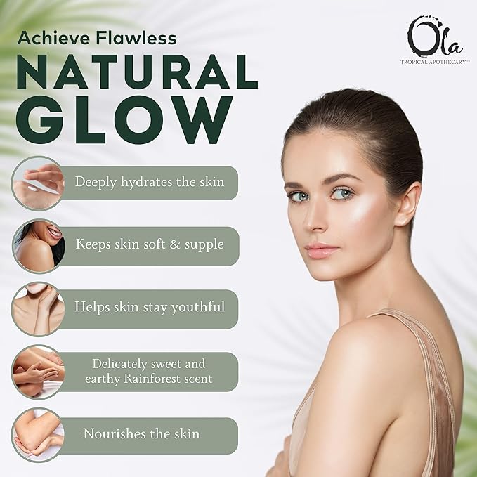 OLA Rainforest Body Butter – Moisturizing Cream with Pure Coconut Oil and Hawaiian Plant Extracts - Ideal for Dry Skin - 2.1oz