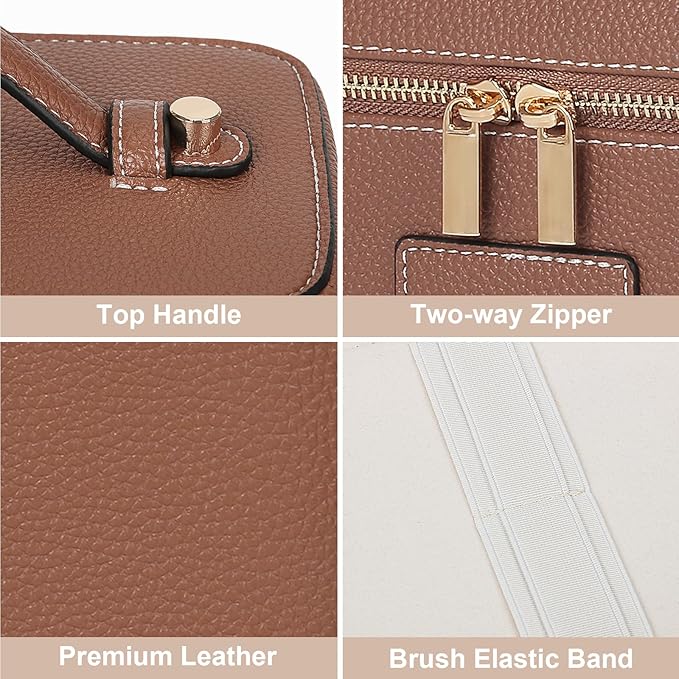 Makeup Bag Vanity Case for Women Leather Cosmetic Bag Travel Toiletry Bags Portable Makeup Organizer Case