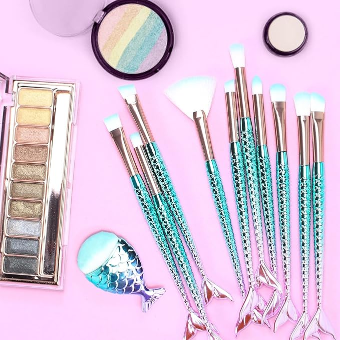 11PCS Makeup Brushes Set, Foundation Eyebrow Eyeliner Blush Cosmetic Concealer Brushes, Easter Basket Stuffers Essentials for Teens Girls/Women, Stocking Stuffers for Kids Girls Accessories Stuff