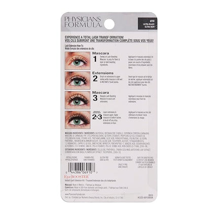 Physicians Formula Eye Booster Instant Lash Extension Mascara Kit Ultra Black, Hypoallergenic, Paraben free, Gluten free, Dermatologist approved, Ophthalmologist tested.