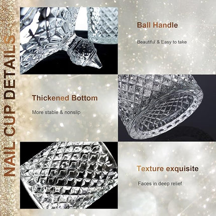 Monomer Dish for Acrylic Nail Liquid, CORFULRA Big Dappen Dish with Lid for Acrylic Nails, Nail Crystal Cup for Slip Solution for Polygel Nails, Acetone Nail Polish Remover, Acrylic Nail Supplies