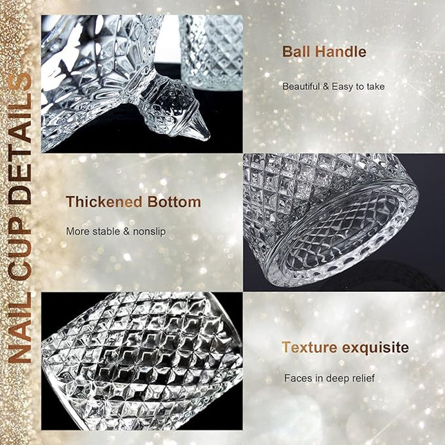 Monomer Dish for Acrylic Nail Liquid, CORFULRA Big Dappen Dish with Lid for Acrylic Nails, Nail Crystal Cup for Slip Solution for Polygel Nails, Acetone Nail Polish Remover, Acrylic Nail Supplies