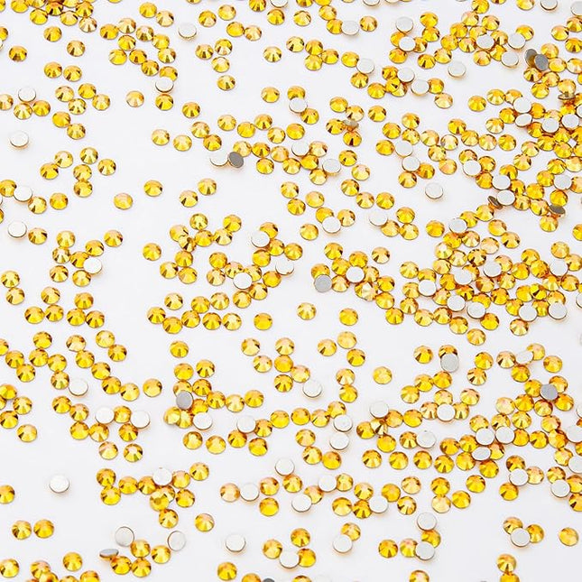 1440Pcs Metallic Sunshine Crystal Rhinestones,Glass Flatback Rhinestones Gemstones Mini for Nail Face Makeup Art Crafts Clothes Decoration -(SS8,2.4mm,Metallic Sunshine)