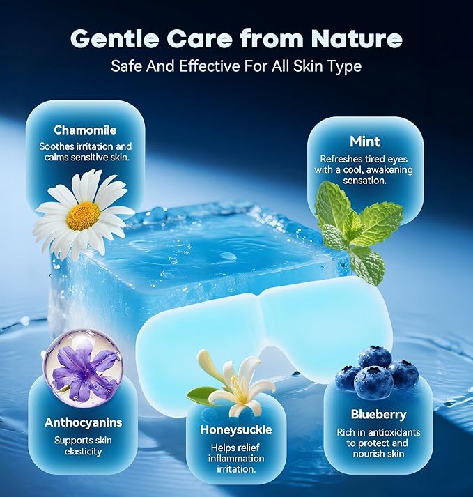 20 Packs Hydrogel Eye Mask Disposable Cold Therapy Sleep Mask Soothing Headache Relief Dry Eye, Stress Relief Relief Eye Fatigue, Cooling Eye Masks for Puffy Eyes Travel Essentials
