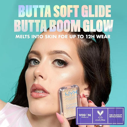 NYX PROFESSIONAL MAKEUP Buttermelt Highlighter, Powder Highlighter Makeup, With Up to 12H Wear and High Impact Glow - 20 Butta Mint (Minty Green)
