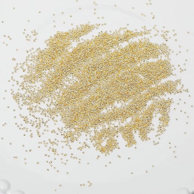 HNUIX Nail Art Charms - Metal Silver & Gold Beads, Flat Back Round Rhinestones, Small Nail Pearls, 3D Mixed Sizes Decorations for Nails