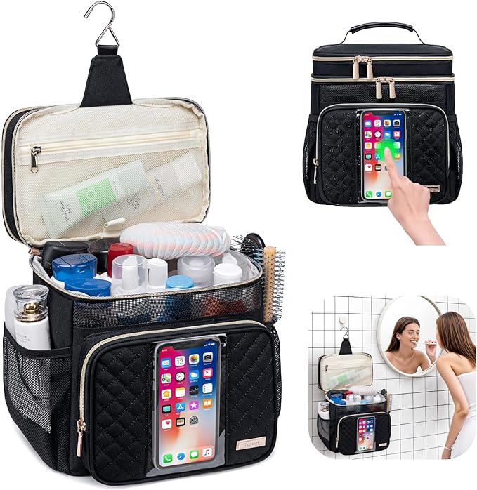 Large Toiletry Bag for Women Men,Bathroom Bag,Water Resistant Portable Shower Caddy for College Dorm,Hanging Toiletry Bags for Traveling,Gym Camping Cruise Ship Travel Essentials Shower Bag