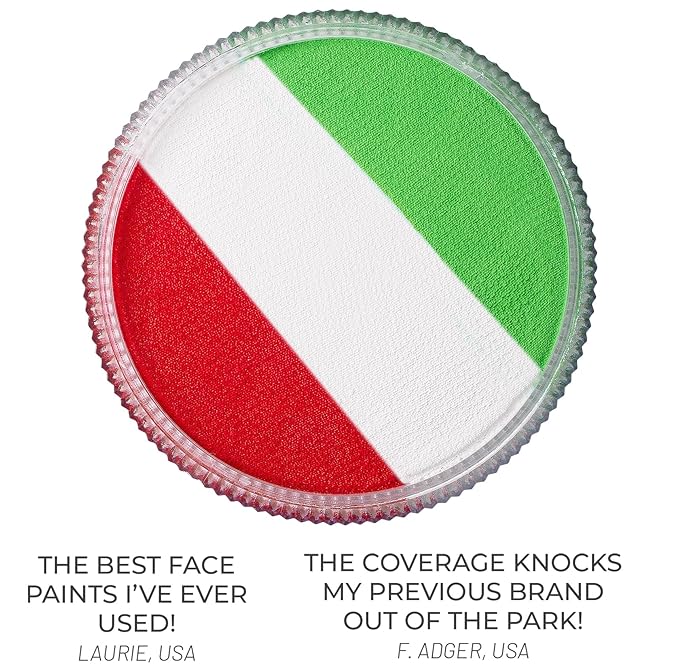 Blue Squid Face Paint Water Based Single Cake Professional Face & Body Paint - Water Activated, Kids Adults Face Painting for Costume, Halloween Makeup, Cosplay - Green, White, Red Face Paint 30g