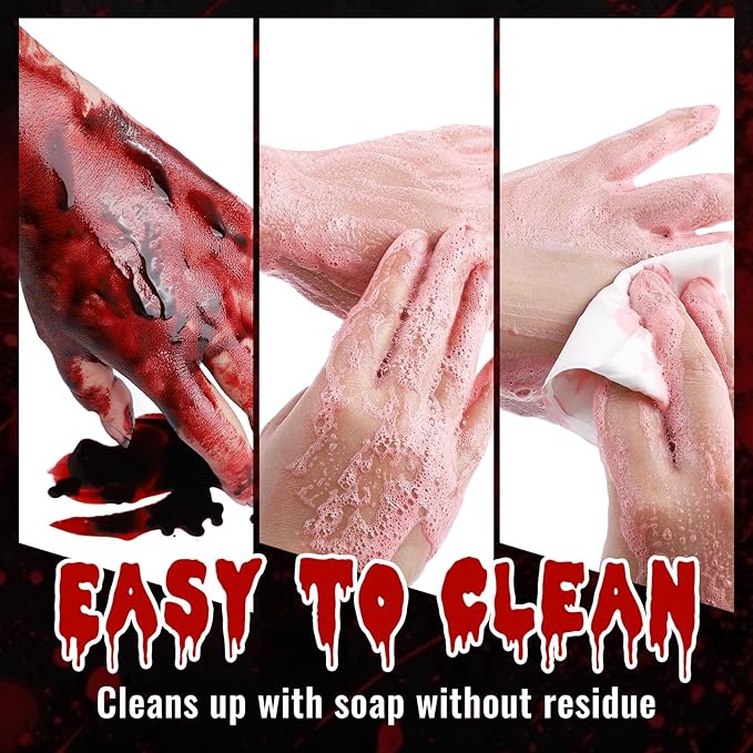 BOBISUKA Halloween Fake Blood, Fresh Fake Blood 1.76oz, Realistic Washable Liquid Dripping Fake Blood Makeup Kit for Halloween, SFX Makeup, Cosplay Party, Stage, Horror Film