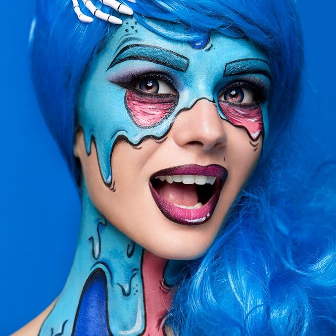 Spooktacular Creations Halloween Makeup Face Body Paint Waterproof Foundation Cream Cake Tub, Halloween Party Cosplay Clown Sfx Costume and Dress Up Makeup for Adult( 1 Oz, Light Blue )